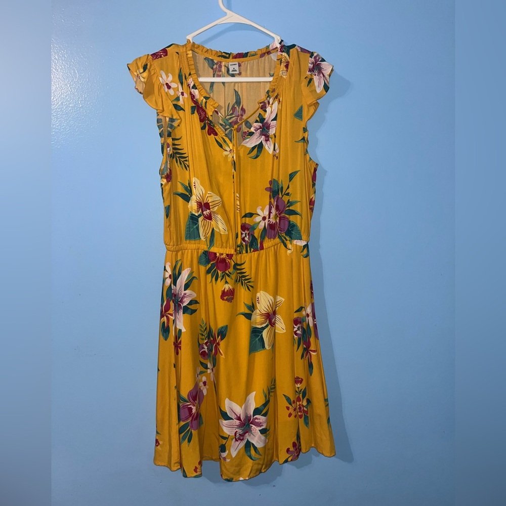 Old Navy Dress, Yellow Floral, Women’s Medium